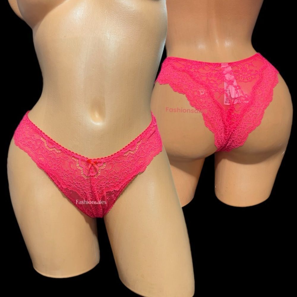 Victoria’s Secret Dream Angels high leg lace Brazilian slip panty Coral - Picture 4 of 9